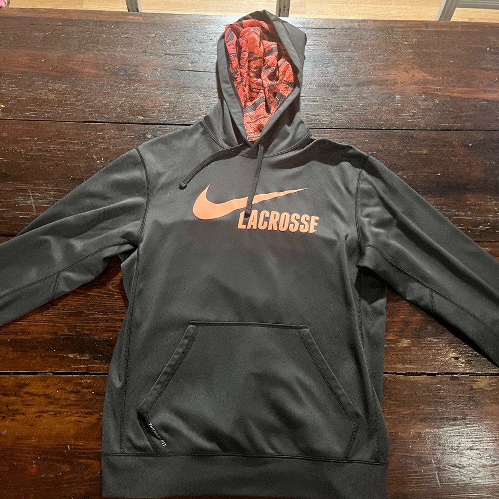 Nike Lacrosse Therma Fit Hoodie Mens Medium M Gray Fleece Pullover
